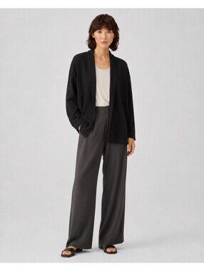 Eileen Fisher Jacket Georgette black Sz S minimalist elegant business casual
